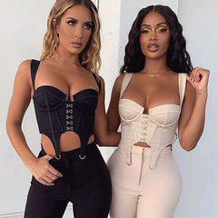 Women Fashion Hook Corset Sexy Bustier Backless Zipper Sleeveless Crop Tops