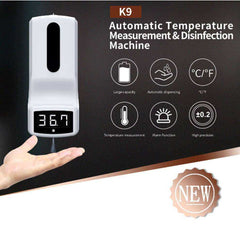 New Wall Mounted Touchless No Contact K9 Infrared Lcd Temperature Thermometer Sanitizer Sensor Machine With Automatic Liquid Soap Dispenser