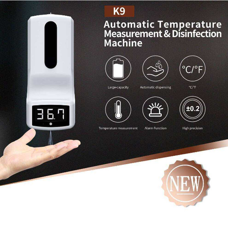New Wall Mounted Touchless No Contact K9 Infrared Lcd Temperature Thermometer Sanitizer Sensor Machine With Automatic Liquid Soap Dispenser