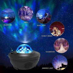 10 Color Ocean Waving Light Star Sky Projector 360 Degree Lamp With Bluetooth Speaker