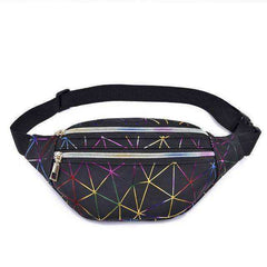 Holographic Waist Belt Bag Women Pink Silver Fanny Geometric Pack