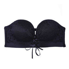 Women Floral Seamless Lace Strapless Push Up Bra Invisible Wireless Lingerie Underwear