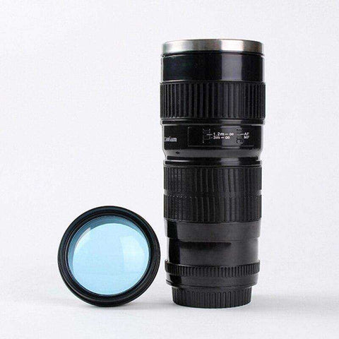 Image of 400ml Stainless Steel Drink Water Coffee Tea Camera Lens Shaped Thermos with Lid