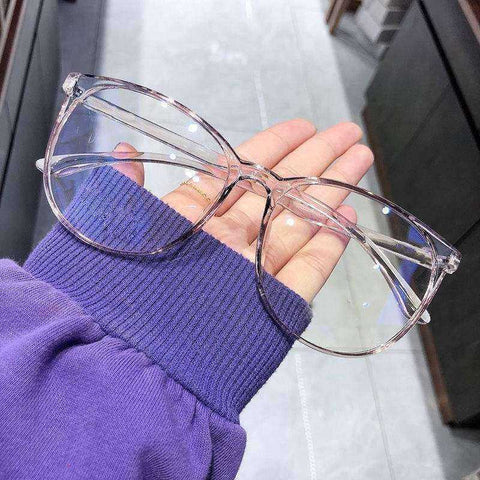 Image of Women Men Transparent Computer Anti Blue Light Round Eyewear Glasses Frame