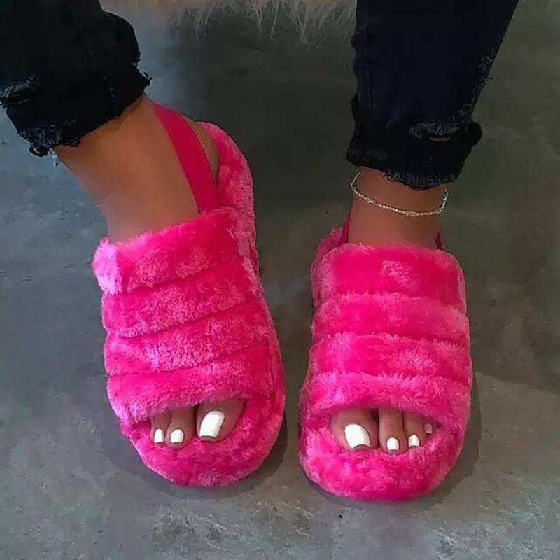 Spring Autumn Sponge Cake Women's Suede Back Strap Cotton Slippers