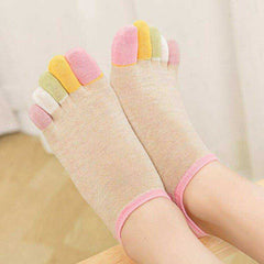 1 Pair Cotton Five-Finger Women Colorful Toe Socks
