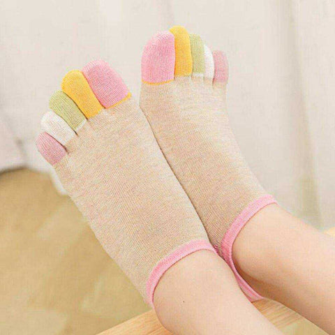 Image of 1 Pair Cotton Five-Finger Women Colorful Toe Socks