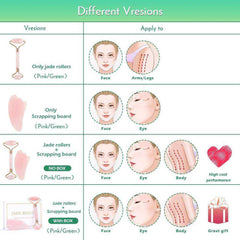 Rose Quartz Slimming Face & Jade Facial Massage Roller Stone Skin Massage Set Box
