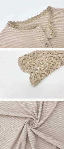 Image of Lace Stitching Knitted Top