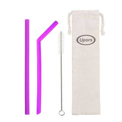 Reusable Drinking Flexible Straw Shakes with Brush & Pouch