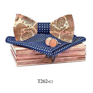 Handmade Laser Engraved 3D Paisley Wood Bow Tie for Men