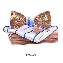 Handmade Laser Engraved 3D Paisley Wood Bow Tie for Men