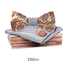 Handmade Laser Engraved 3D Paisley Wood Bow Tie for Men