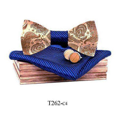 Handmade Laser Engraved 3D Paisley Wood Bow Tie for Men