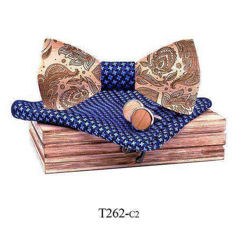 Image of Handmade Laser Engraved 3D Paisley Wood Bow Tie for Men