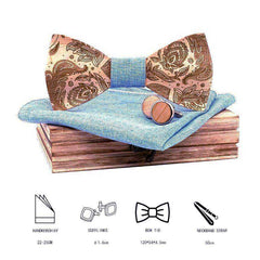 Handmade Laser Engraved 3D Paisley Wood Bow Tie for Men
