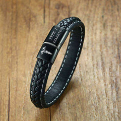 Emergency Medical Alert Genuine Leather Bracelet