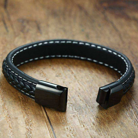 Emergency Medical Alert Genuine Leather Bracelet