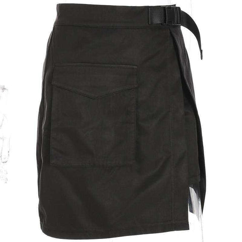 Image of High Waist Belt Cargo Pocket Sexy Split Open Skirt