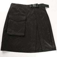 High Waist Belt Cargo Pocket Sexy Split Open Skirt