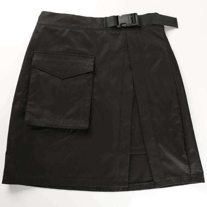 High Waist Belt Cargo Pocket Sexy Split Open Skirt