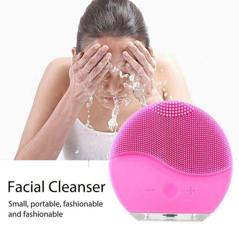 Image of Electric Sonic Vibration Massager Silicone Facial Cleansing Brush