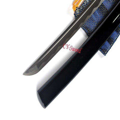 Hand Forged Japanese Black Kill Bill Katana Sword Black Iron Tsuba