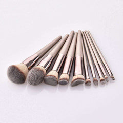 10Pcs Set High Quality Pro Champagne Makeup Brushes Kit