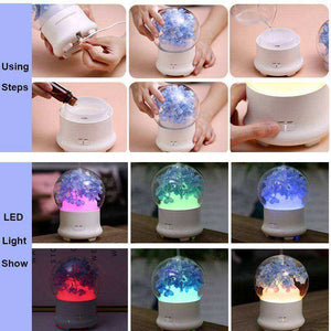 New Aesthetic Nature Flower Aromatic Diffuser With 7 LED Light Cool Mist Humidifier