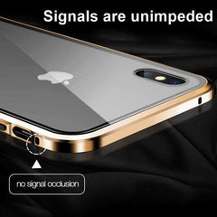 Iphone Metal Magnetic Tempered Glass Cell Phone Case