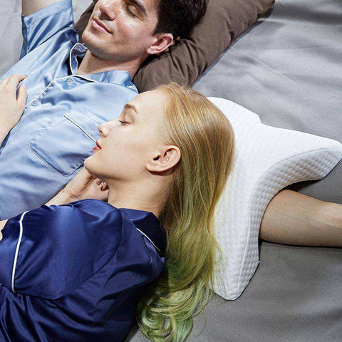 Image of Curved Slow Rebound Memory Anti Pressure Foam Couple Pillow
