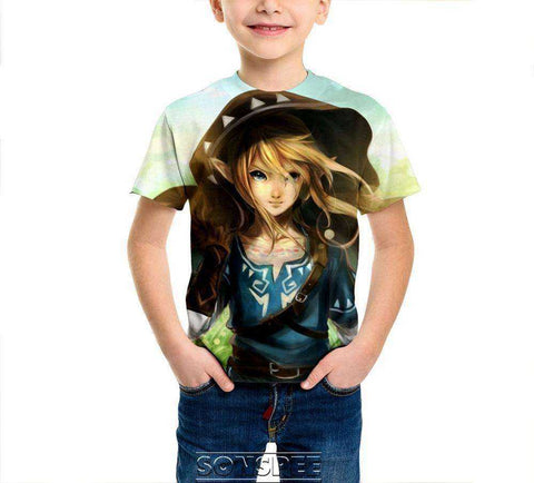 Image of Legend of Zelda Breath of the Wild Kids Casual T-shirts Short