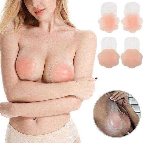 Image of Women Invisible Breast Petals Reusable Lift Nipple Cover Sexy Backless Strapless Bra