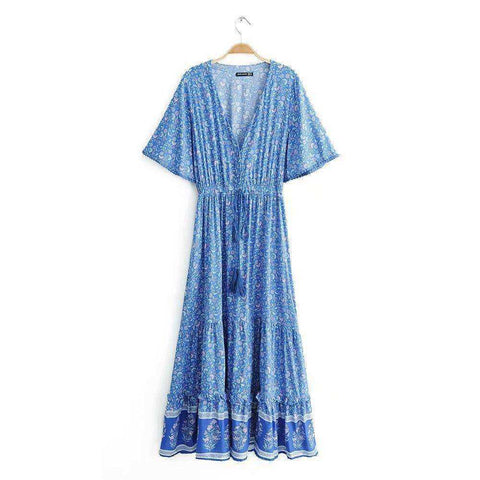 Image of Summer V-Neck Bohemian Maxi Long Dress