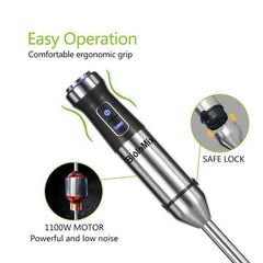 4-in-1 Stainless Steel 1100W Immersion Hand Stick Blender 500ml Chopper Whisk 800ml Cup