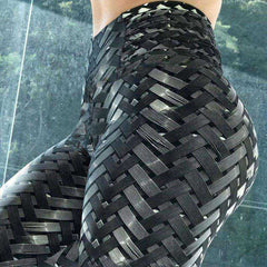 High Waist Designer Crochet Knit Print Push Up Leggings