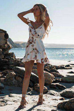 Off Shoulder Floral Chiffon  Dress