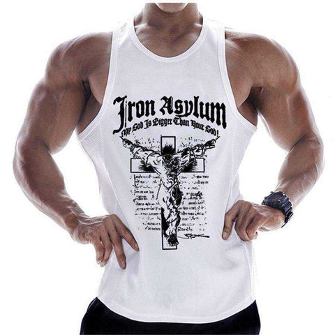 Image of Summer Men Cotton Casual Printed Bodybuilding  Gym Fitness Workout Sleeveless Shirt