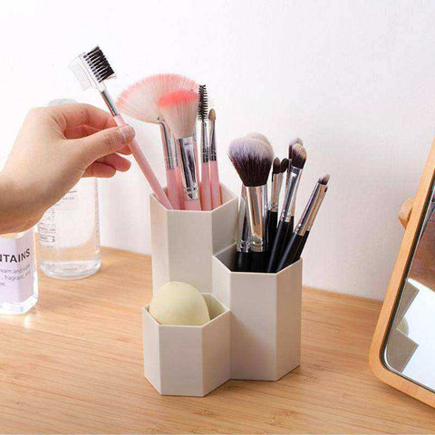 Image of Cosmetic Brush Box 3 Lattices Table Organizer
