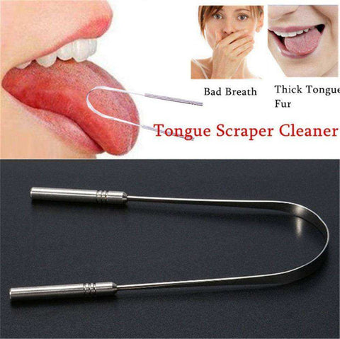Image of Portable Stainless Steel Tongue Scraper Cleaner Brush