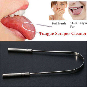 Portable Stainless Steel Tongue Scraper Cleaner Brush