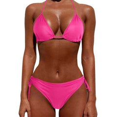 Sexy Women Pure Color 2021 New Brazilian Summer Style Lady Bandage Swimwear Bikini Set