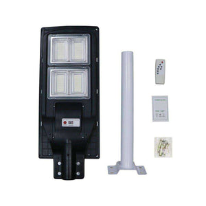 140W Solar Street Light Outdoor With Pole and Remote Control for Garden Walkway