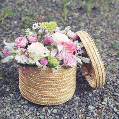 2 Pcs/Set Handmade Straw Woven Storage Basket