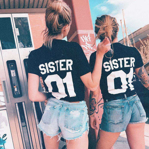 Image of Fashion Sister 01 02 Best Friends T Shirts Aesthetic Harajuku Tops