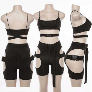 Sexy Hip Hop Sexy Gothic Crop Top And Short Casual Clothing Street Wear