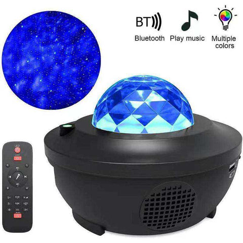 Image of 10 Color Ocean Waving Light Star Sky Projector 360 Degree Lamp With Bluetooth Speaker