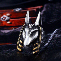 Old Egypt Ring God Style Jackal Head Amulet