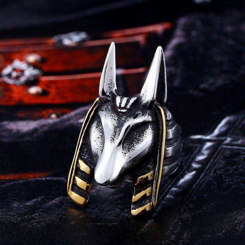 Old Egypt Ring God Style Jackal Head Amulet