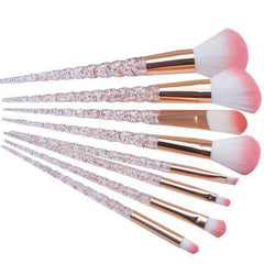 8pcs Red Glitter Diamond Crystal Makeup Brush Set